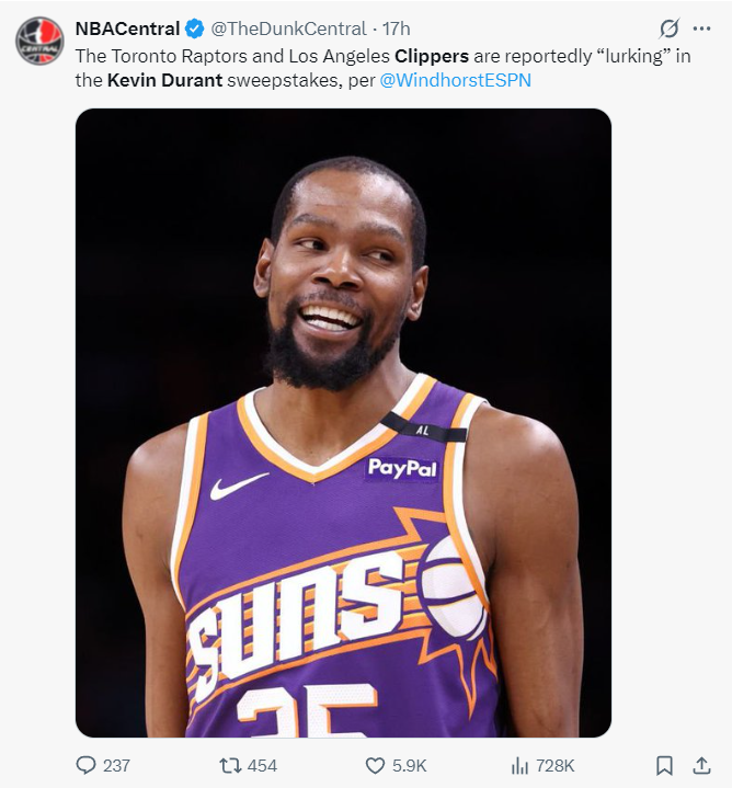 美媒曝小卡入KD交易!1362亿大佬为夺冠拼了?船媒盼5换1组三巨