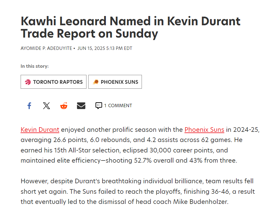 美媒曝小卡入KD交易!1362亿大佬为夺冠拼了?船媒盼5换1组三巨